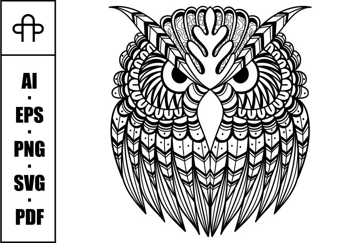 Owl western screech mandala zentangle coloring page
