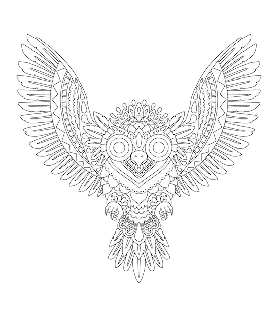 Premium vector owl mandala design for coloring page print