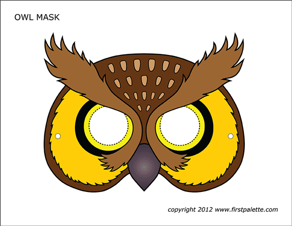 Owl mask free printable templates coloring pages