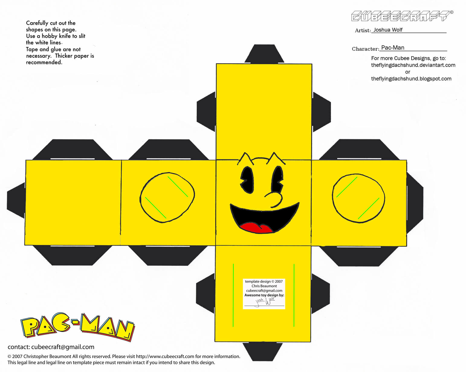 Pacman paper toy free printable papercraft templates