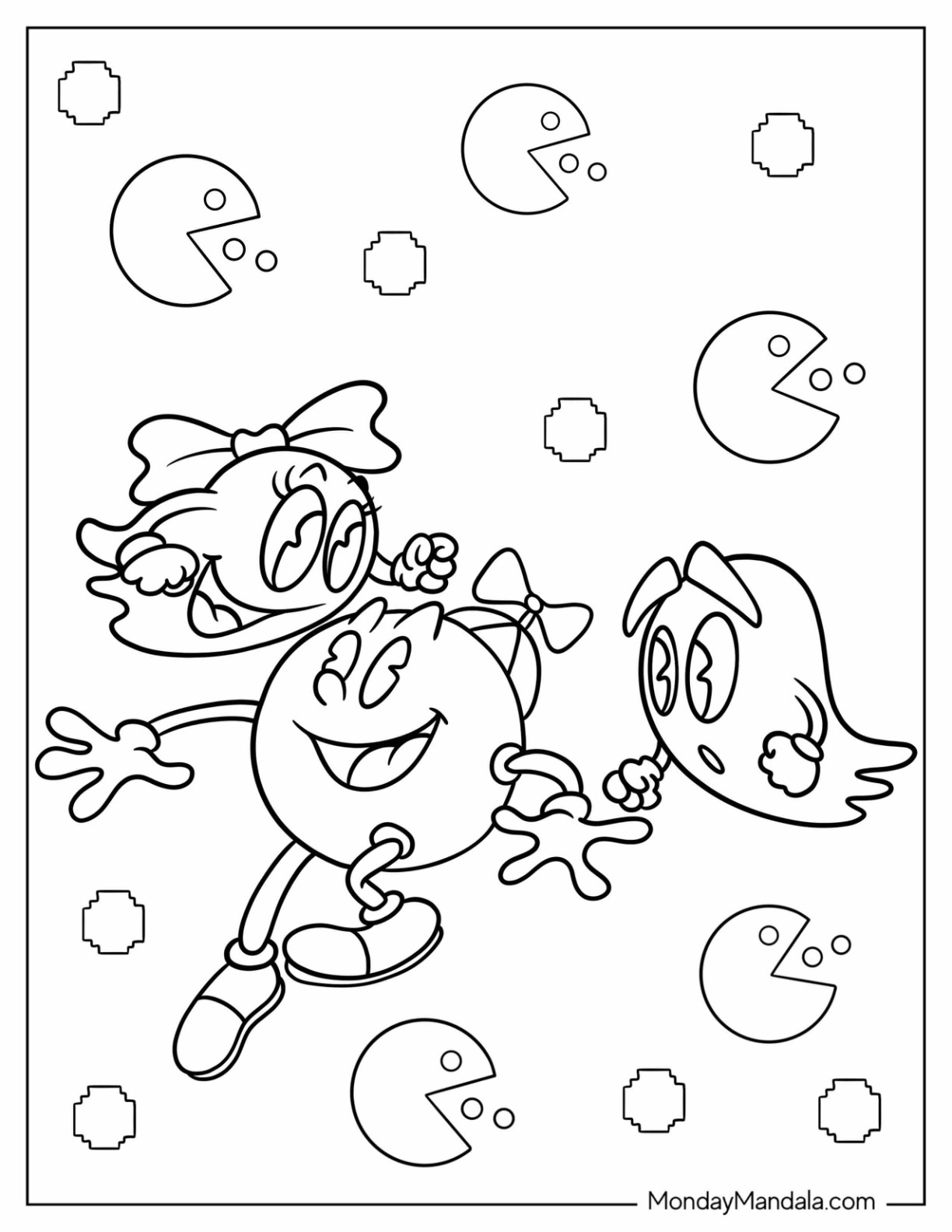 Pac man coloring pages free pdf printables