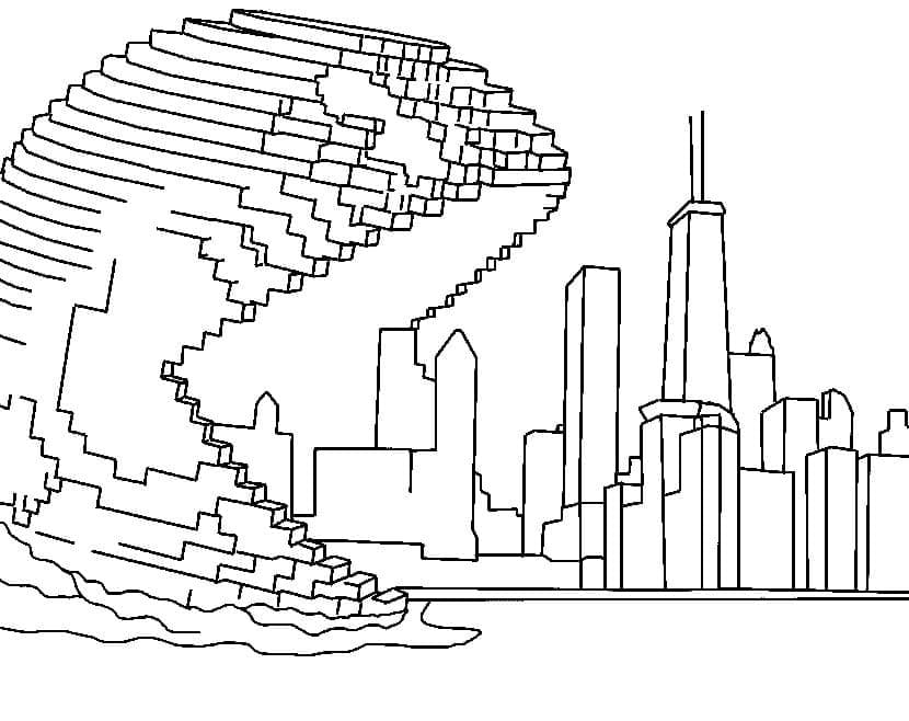 Pac man pixel coloring page