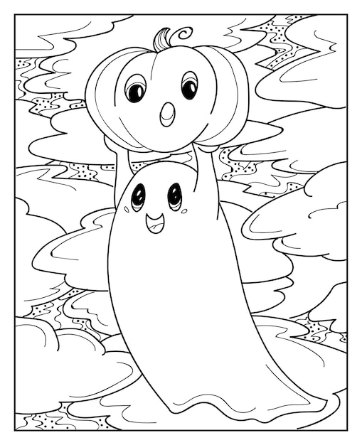 Premium vector halloween coloring pages for adults coloring book