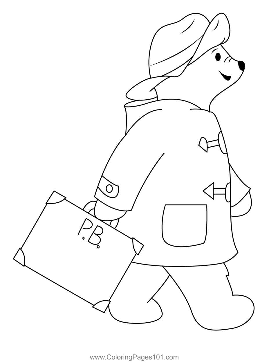 Walk paddington bear coloring page for kids