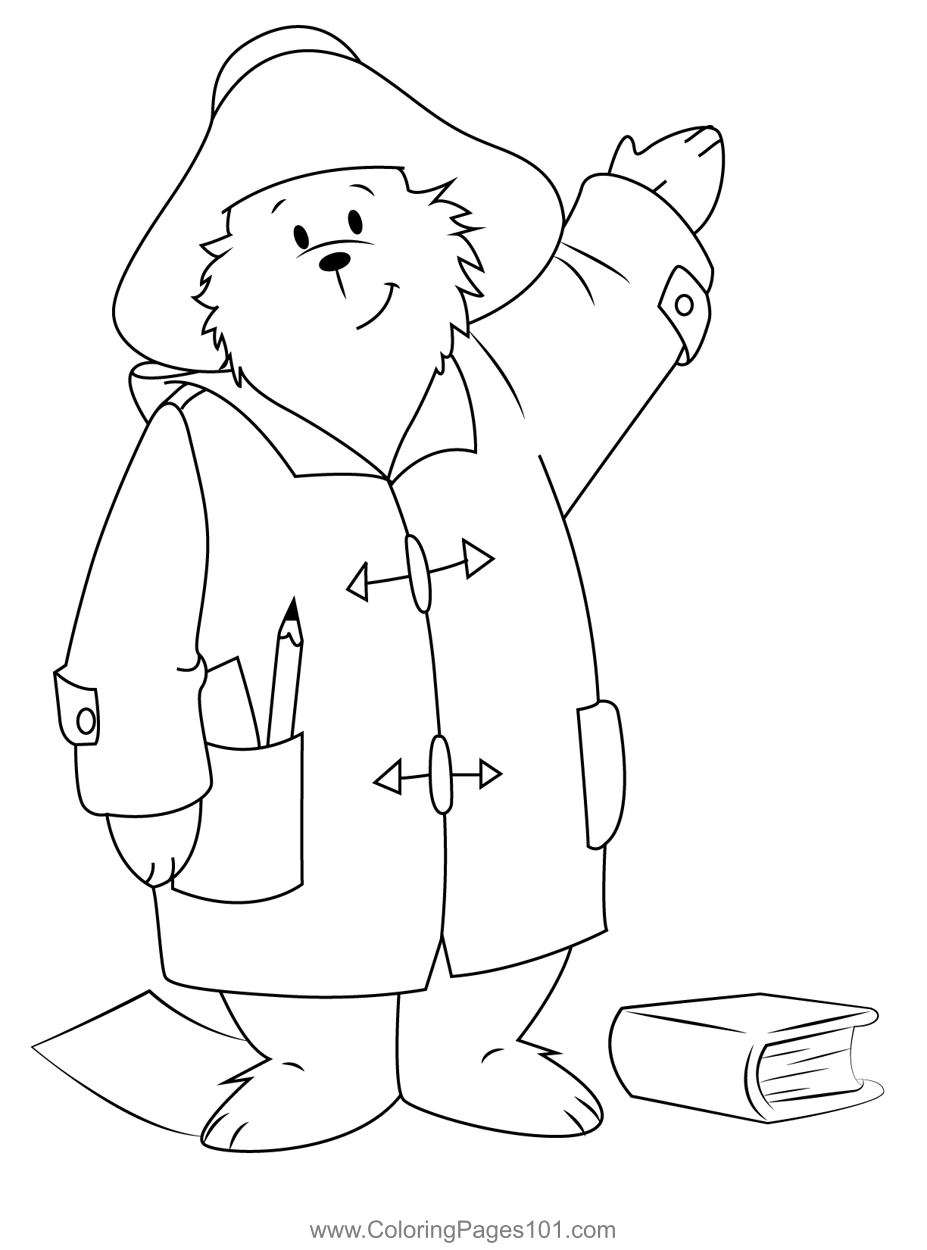 Study bear coloring page for kids