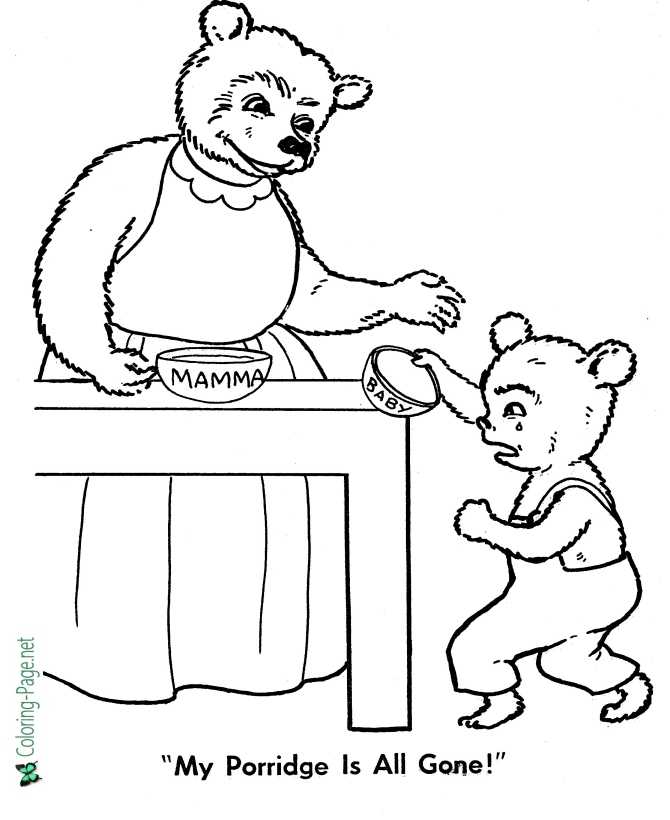 Goldilocks and the three bears coloring pages