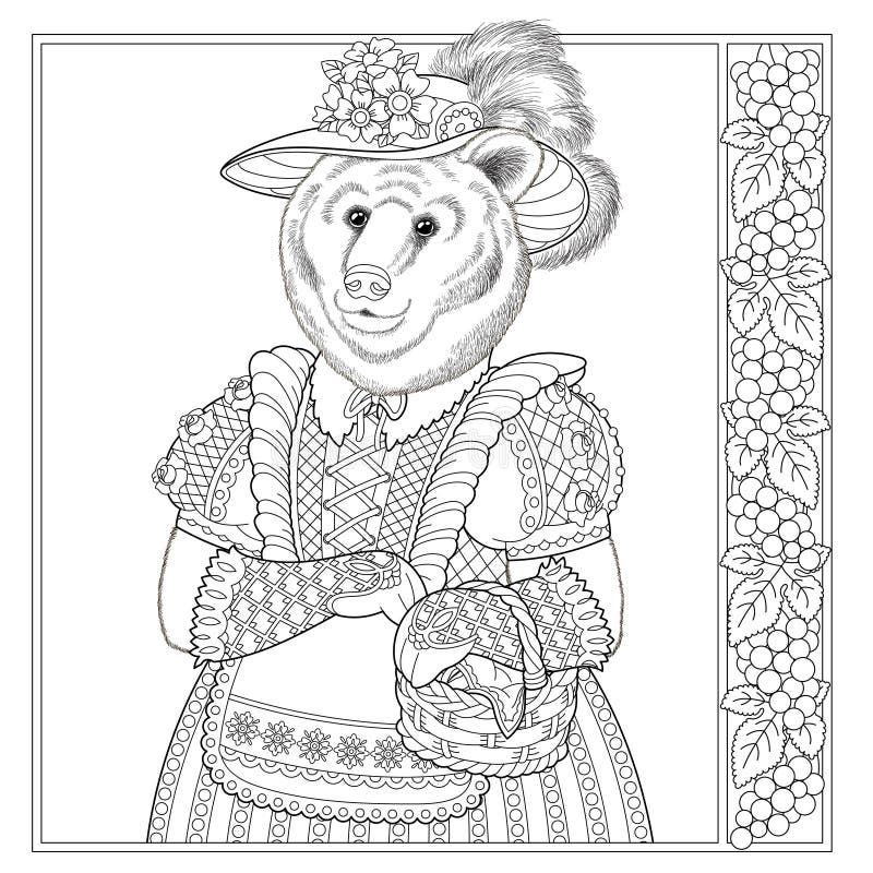 Bear coloring book page adult stock illustrations â bear coloring book page adult stock illustrations vectors clipart