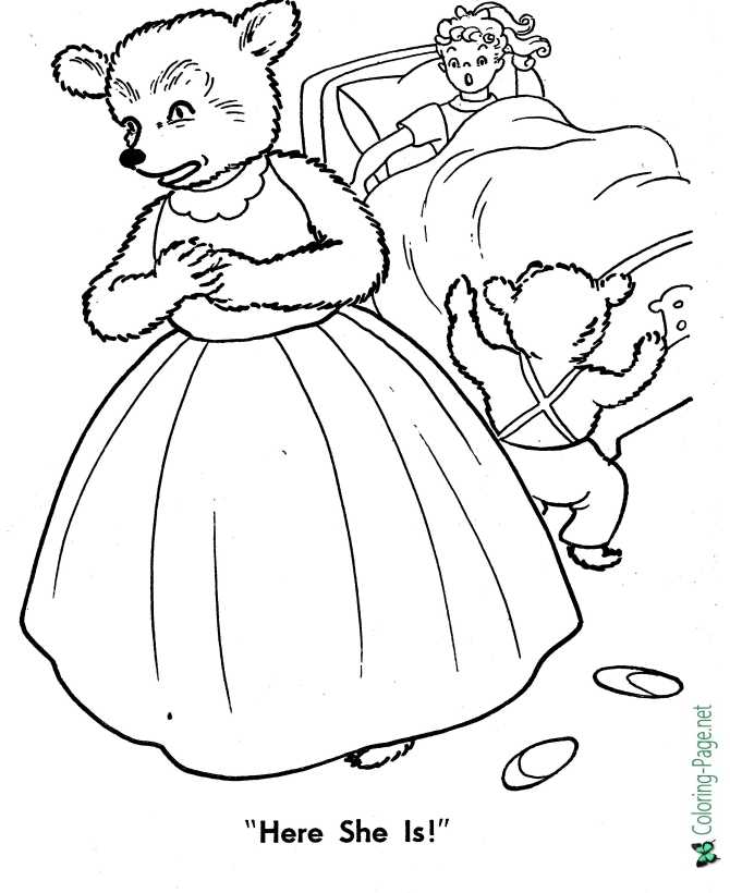 Goldilocks and the three bears coloring pages