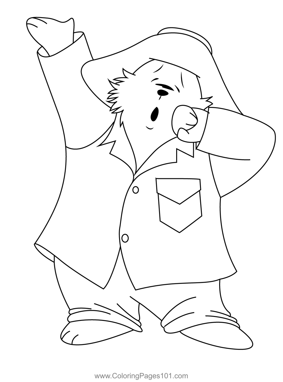 Lazy paddington coloring page for kids