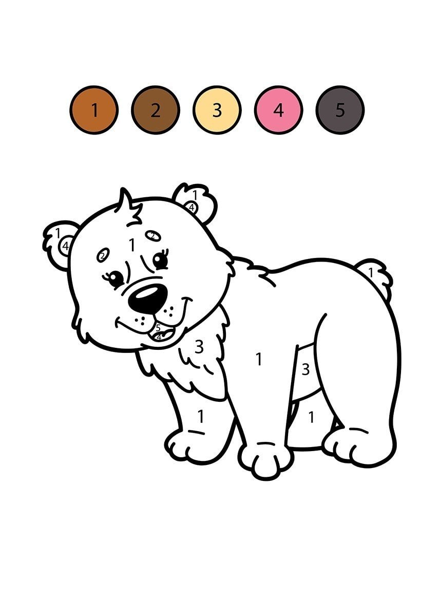 Free printable color by number coloring pages for preschool kids