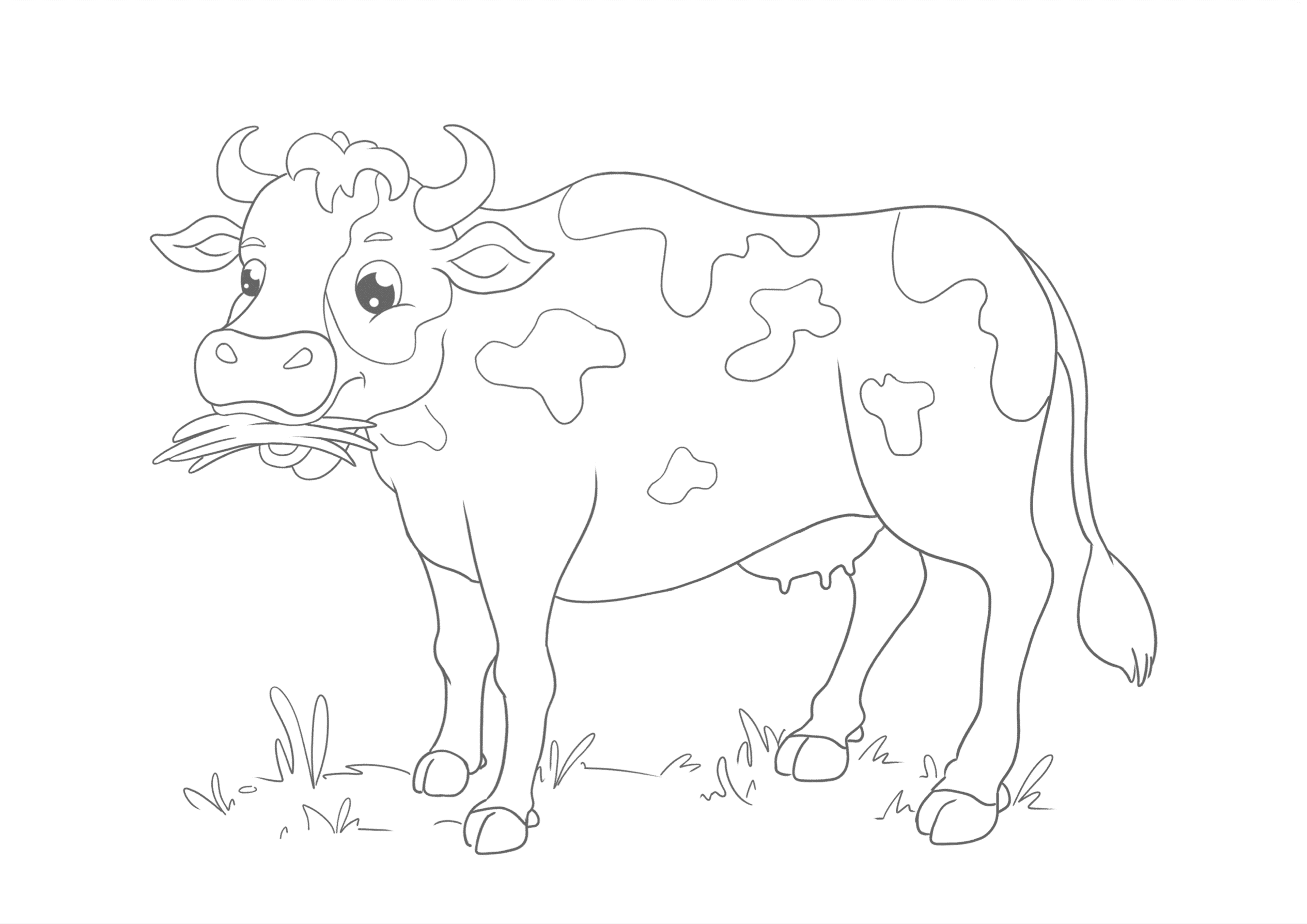 Free cow printable for kids to draw paint color
