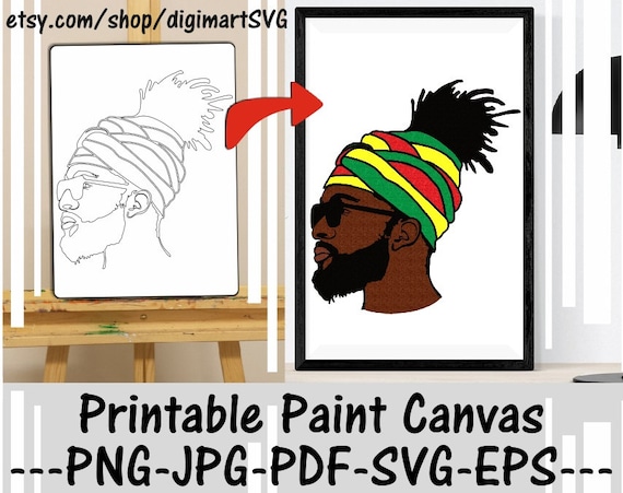 Beard black man printable paint canvas afro coloring pages paint with a twist paint party adult printable coloring page paint sip