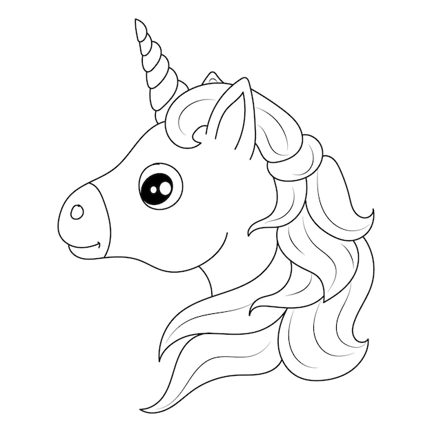 Premium vector unicorn kids line art coloring page vector blank printable design for children