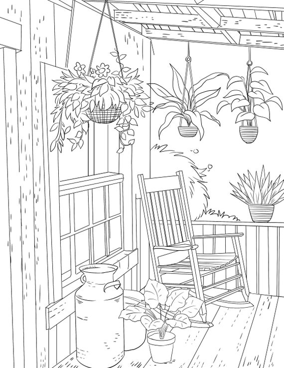 Country house printable adult coloring page from manila shine coloring book pages for adults and kids coloring sheets coloring designs