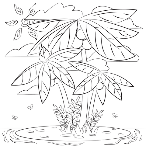 Palm tree coloring page free printable coloring pages