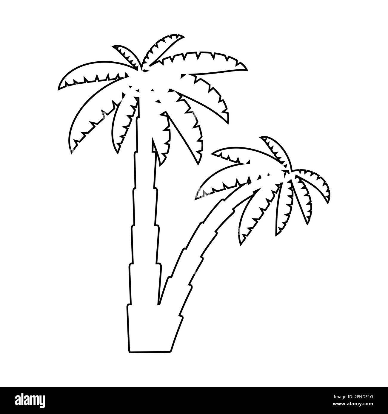 Graphical palm tree set linear style isolated object stock vector image art