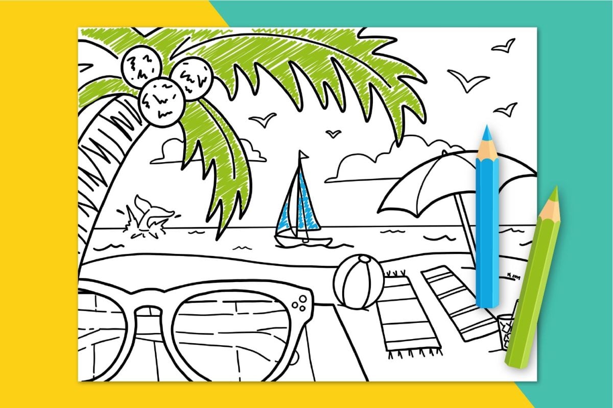 Free printable summer coloring page