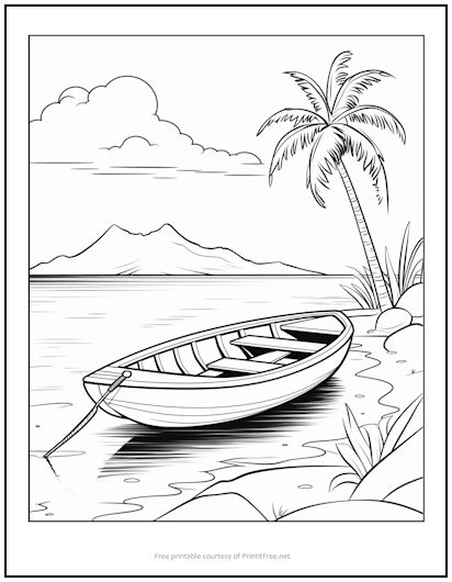 Island rowboat coloring page print it free