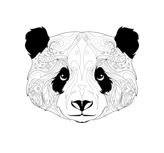 Popular panda bear animal fun coloring page stress relief adults kids artwork instant digital pdf jpeg easy printable download
