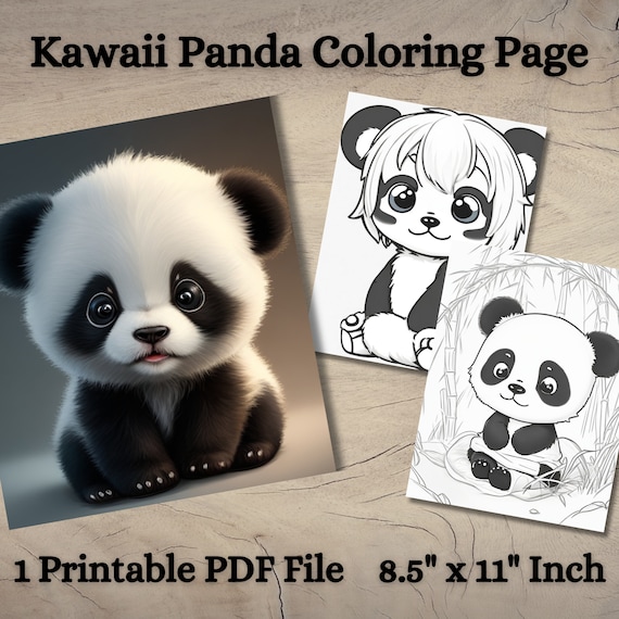 Kawaii panda coloring pages panda coloring pages panda printable for kids adults relaxing coloring pages instant download baby panda