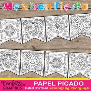 Papel picado coloring page