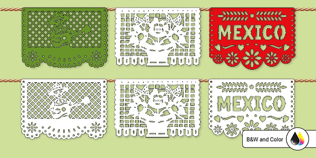 Traditional mexican papel picado bunting teacher made