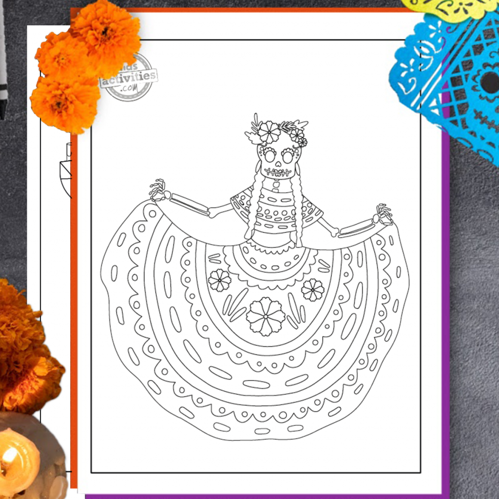 Beautiful day of the dead coloring pages for dia de muertos celebration kids activities blog