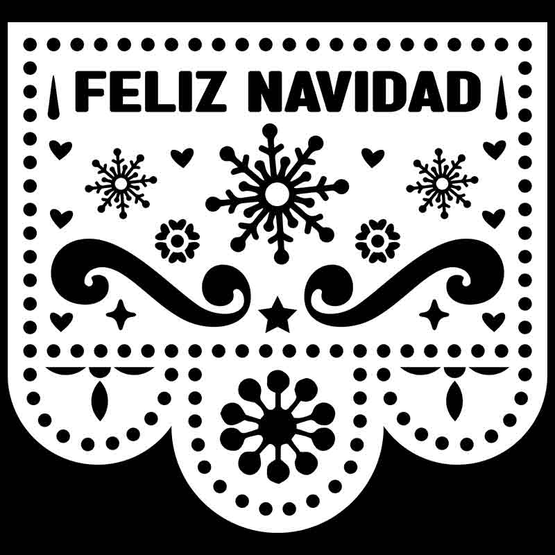 Papel picado feliz navidad white dtf transfer