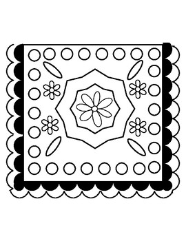 Papel picado coloring page for cinco de mayo and dia de muertes tpt