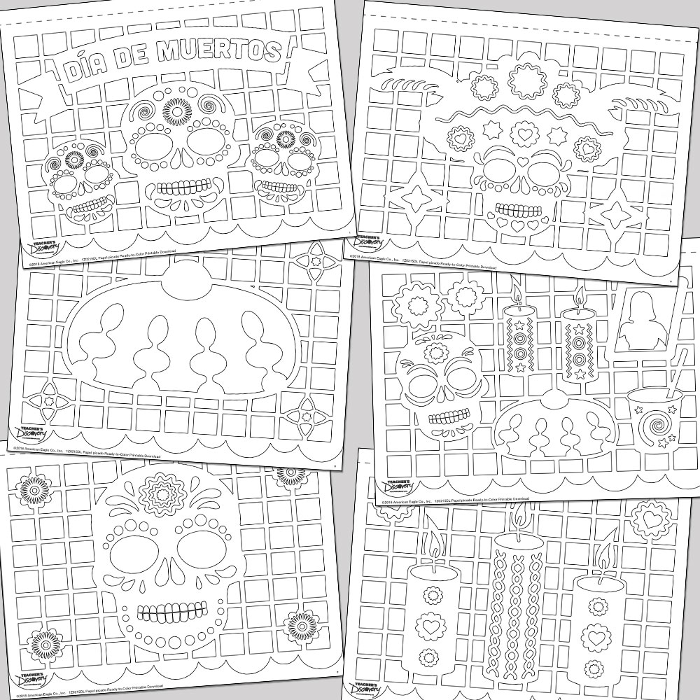Printable day of the dead pal picado template