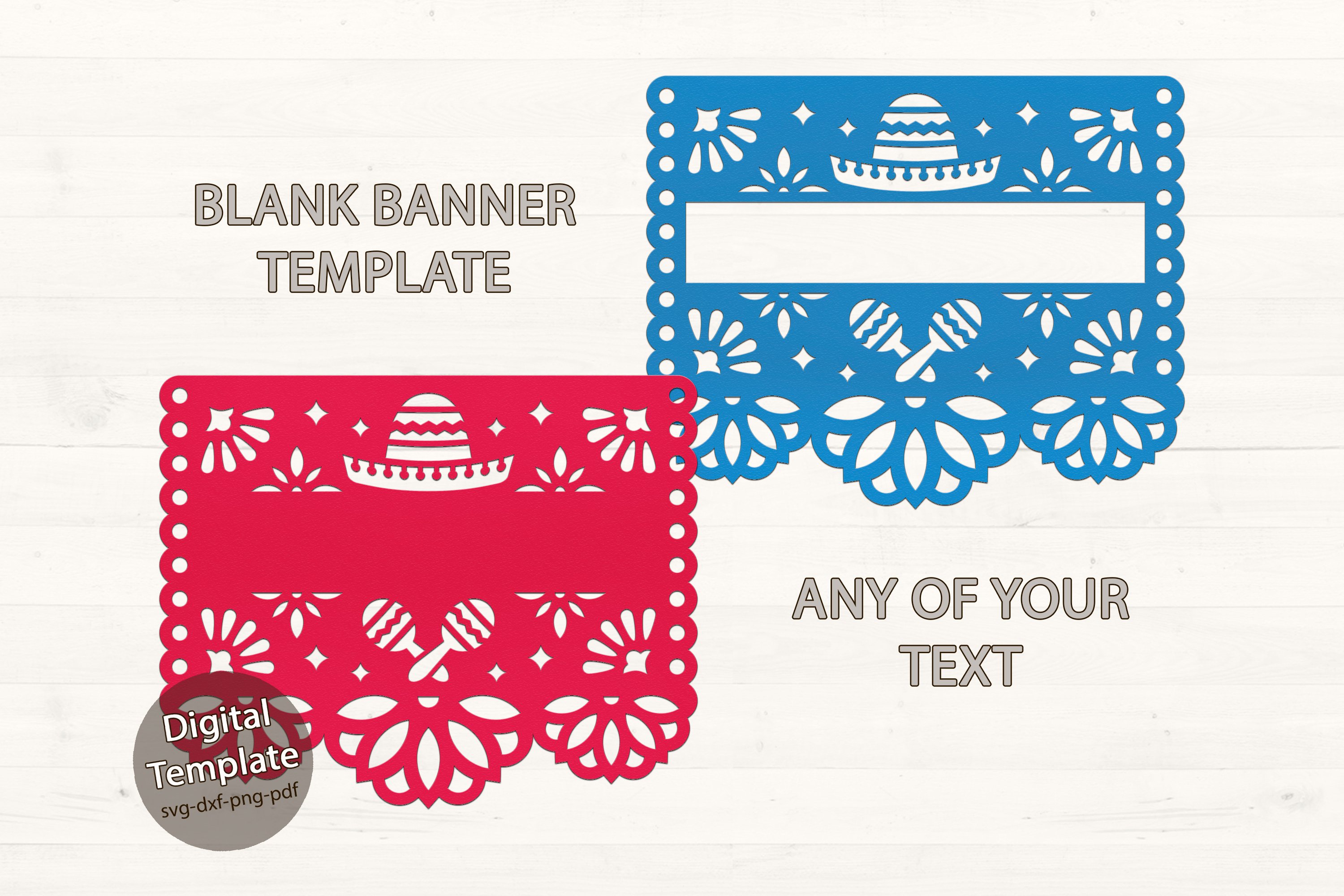 Svg blank banner templates in papel picado style