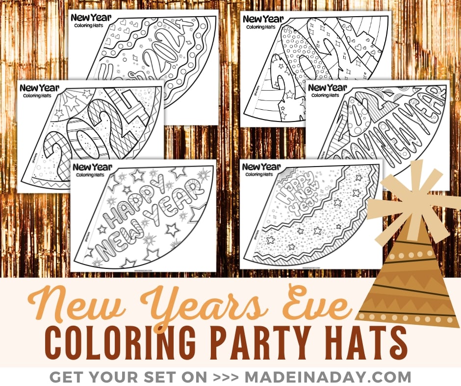 Printable new years party hats made in a day