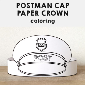 Postman mail carrier hat cap paper crown printable coloring craft activity