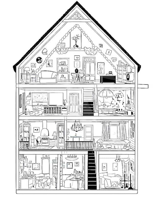 House coloring pages for adults and kids