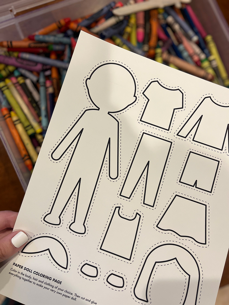 Free printable paper doll coloring page