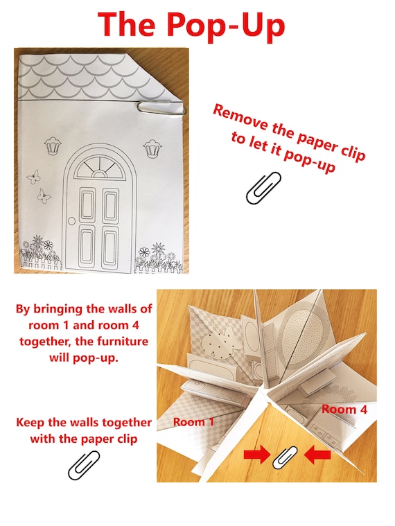 No paper dollhouse printable room bundlecoloring pages for kids coloring pop