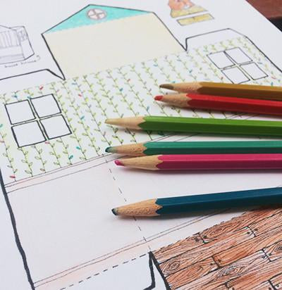 Grow paper doll house coloring page