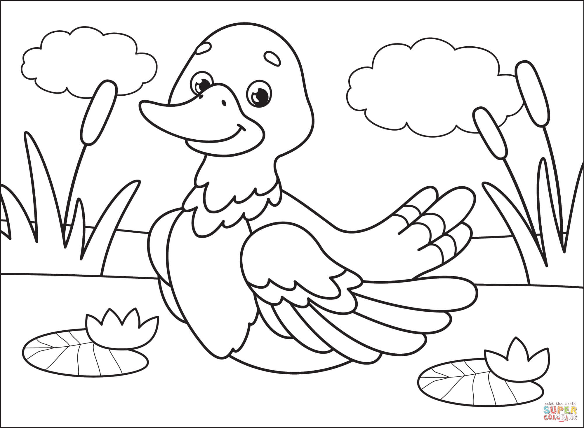 Duck coloring page free printable coloring pages