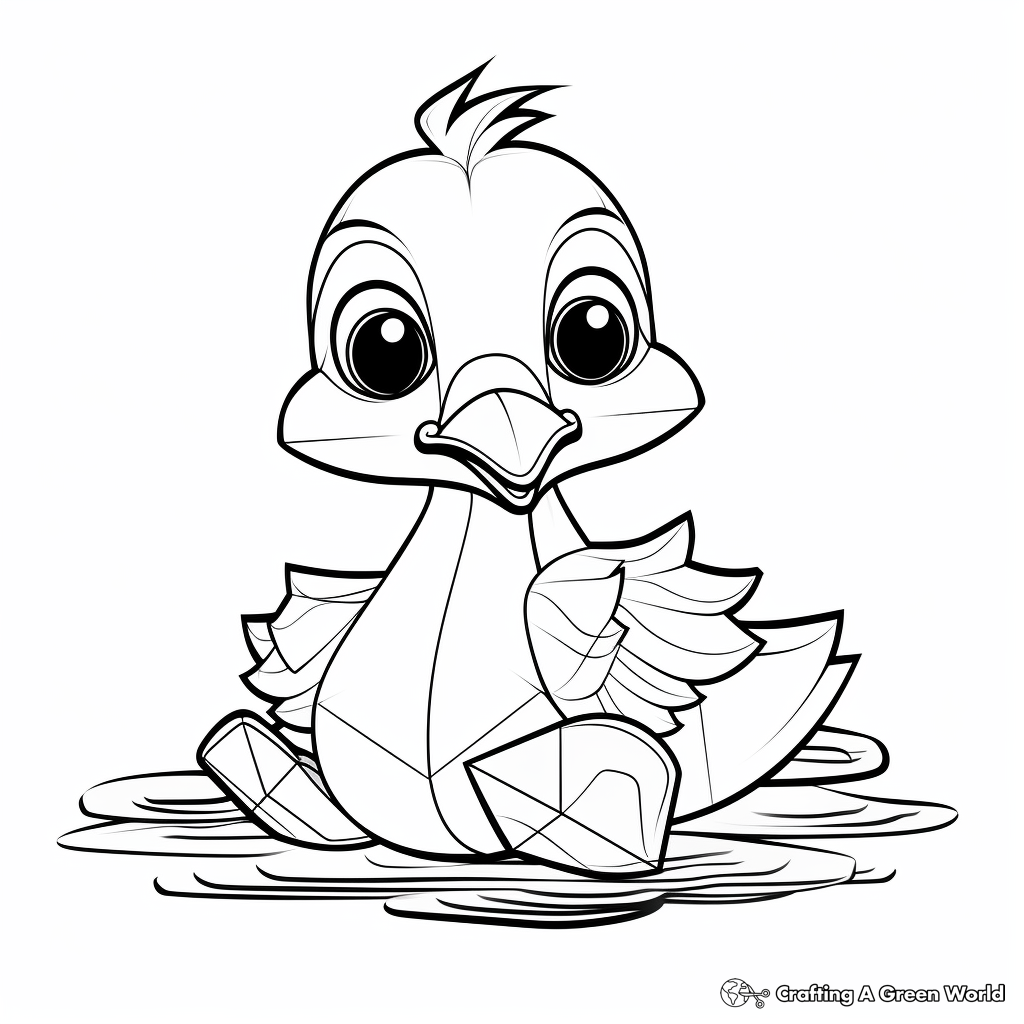 Paper duck coloring pages