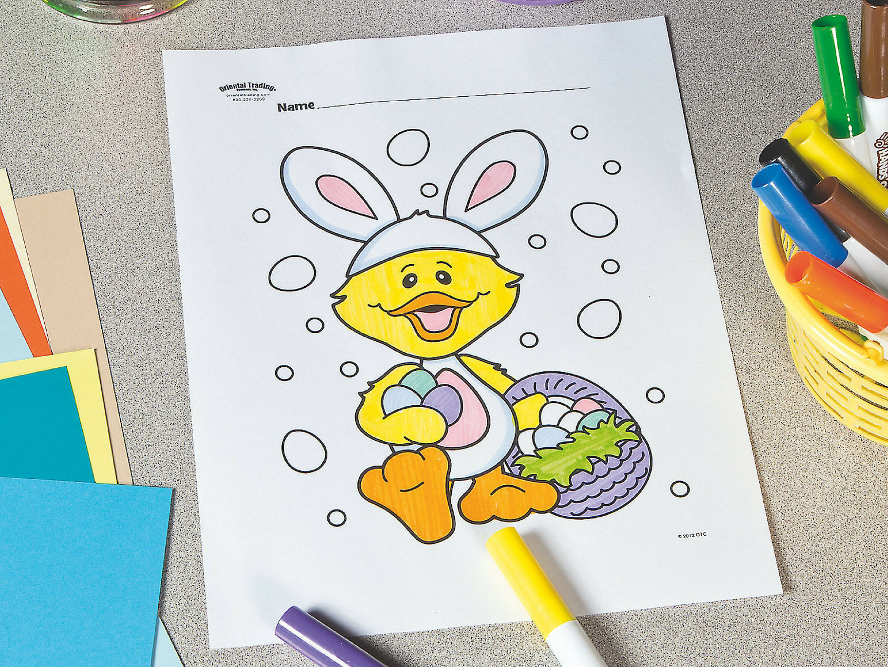 Easter bunny duck free printable coloring page