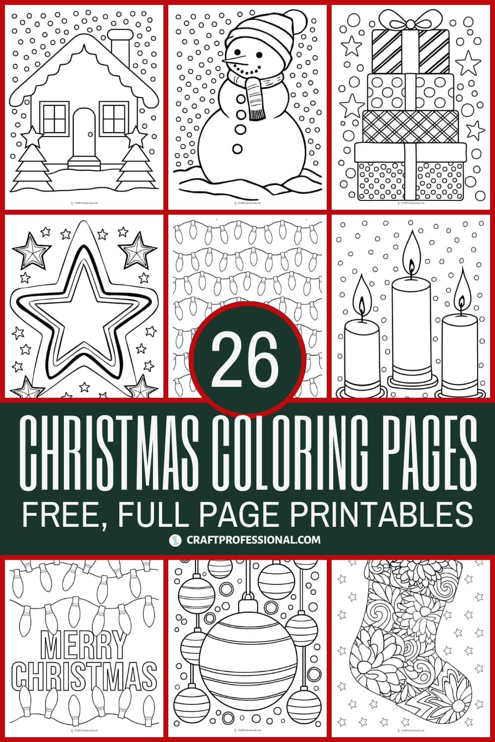 Full page christmas coloring pages free