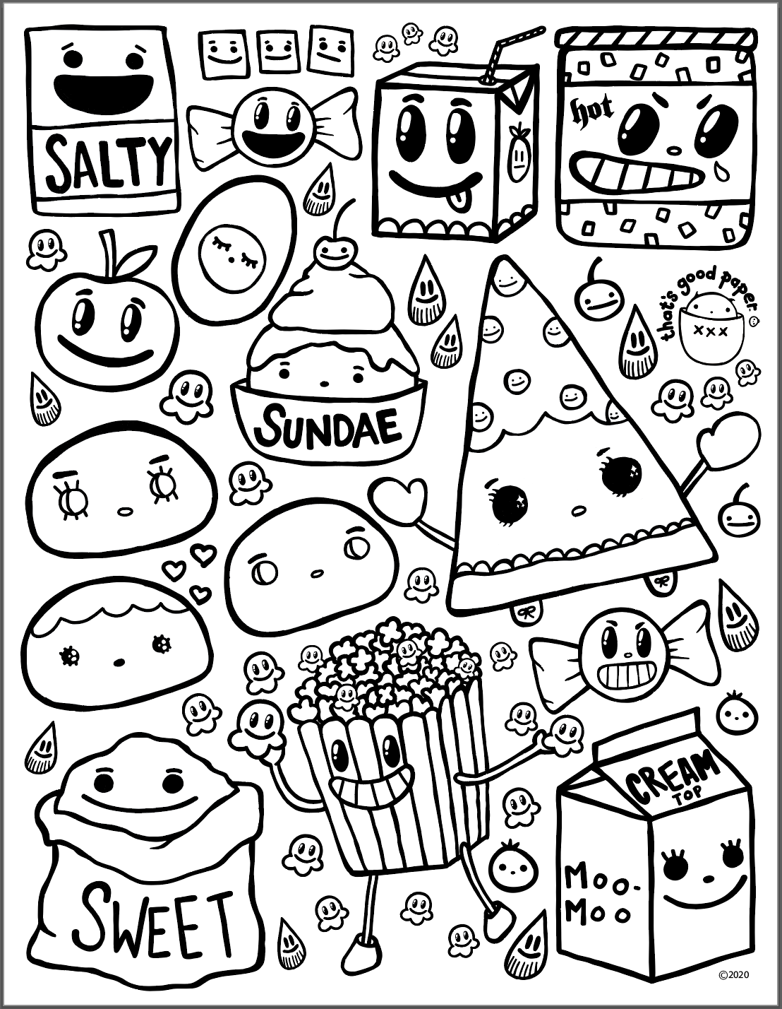 Super snack printable coloring sheets digital download jessica yamasaki