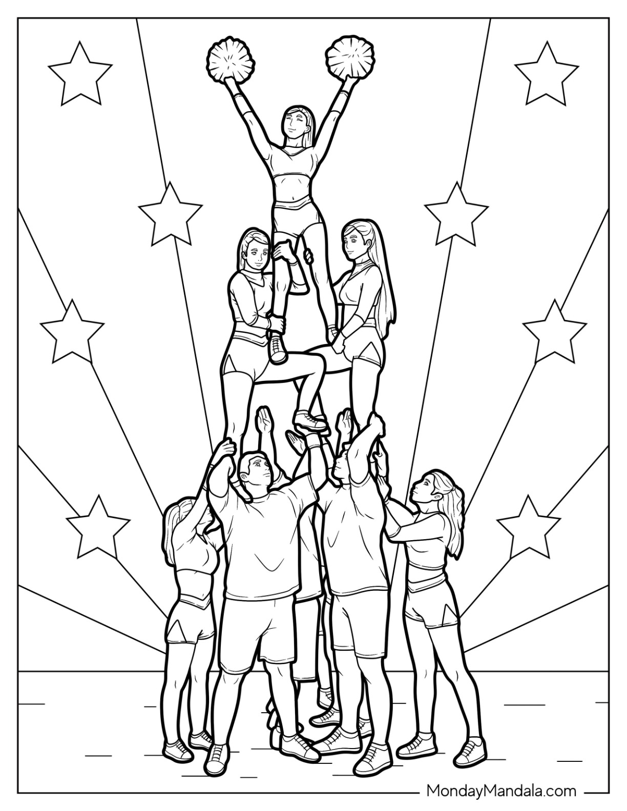 Cheerleading coloring pages free pdf printables