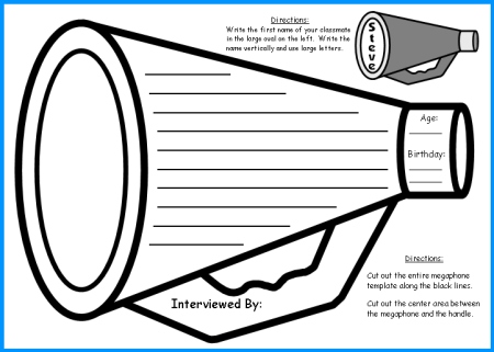 Classmate interview megaphone templates fun back to school lesson plans and ideas