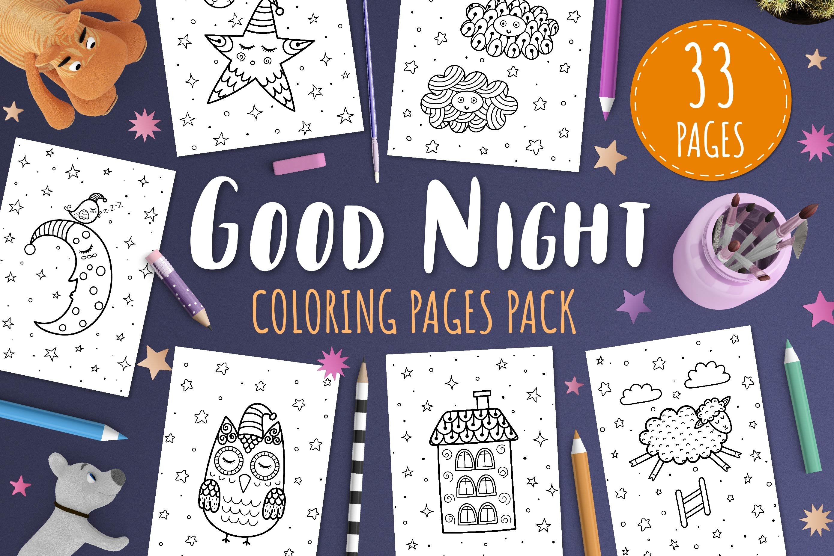 Good night coloring pages