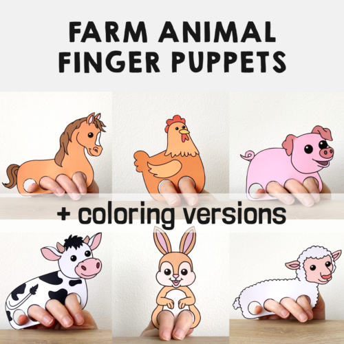 Farm animals finger puppets printable coloring paper craft activity templates made by teachers