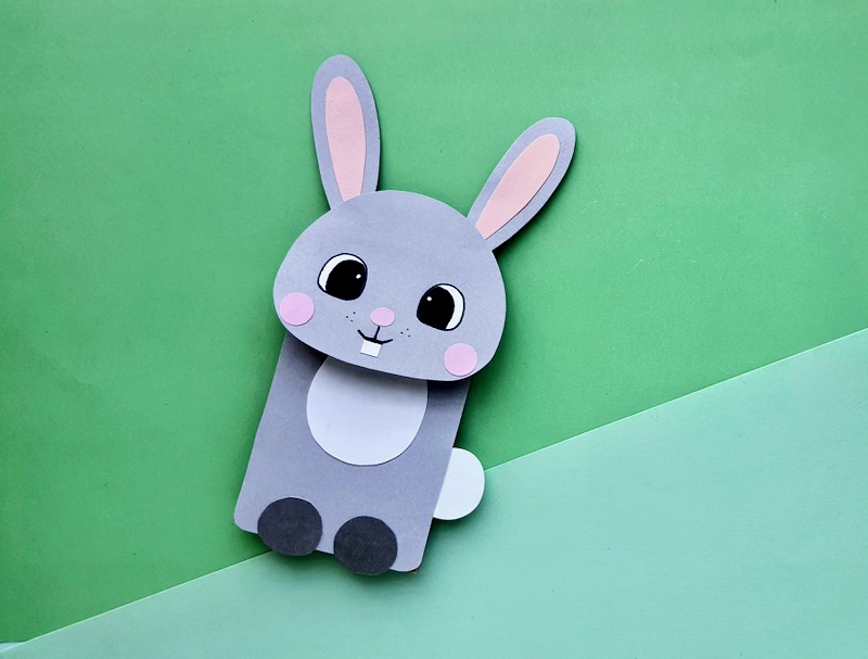 Paper bag bunny puppet