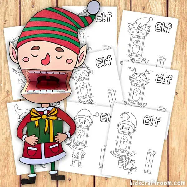 Christmas elf paper puppets printable templates