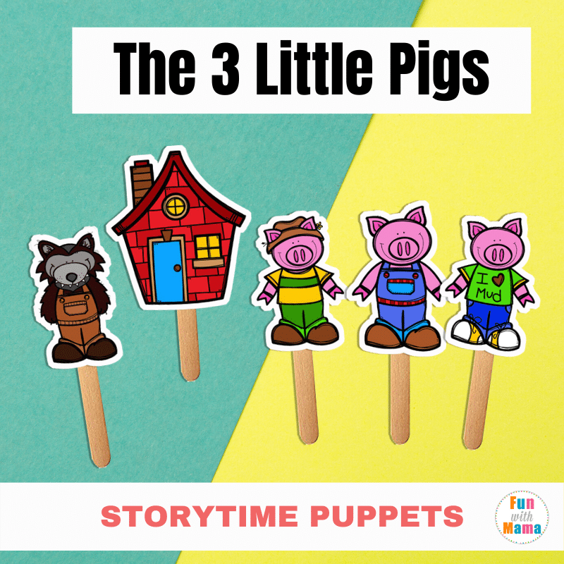 Free printable stick puppets the three little pigs