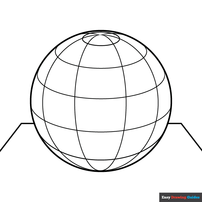 D sphere coloring page easy drawing guides